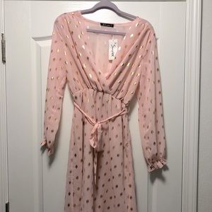 Pink dress with gold spots new with tags
